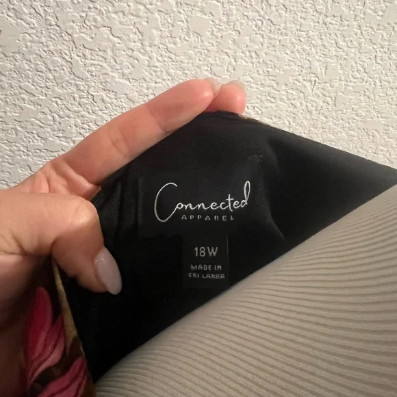 Connected Apparel Black Dress with Pink and Gold Floral Design - Picture 5 of 5